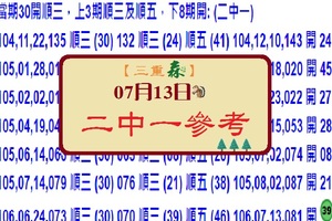 07, 13, 2017三重森心水版路，二中一六合專車，精彩無極限~