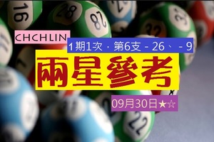 兩星報喜chchlin六合彩專區09-30-2017純參考~無絕對