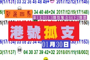 2018彩色斑馬港號孤支~01月30日六合分享版!讚喔!