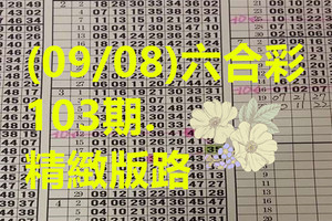 (09/08)六合彩103期.精緻版路參考