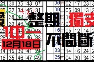 12月18日 六合 一整期獨支 準第12個月1中1..((新養車立柱用1中1參考...