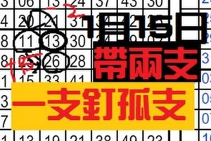 1月15日 六合彩※一支釘孤支※ 帶二支