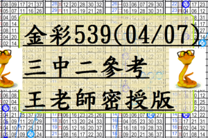 4月7日~金彩539~三中二參考~王老師密授版