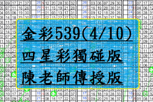 4月10日~金彩539~四星彩獨碰版~陳老師傳授版~舞頌哞!!