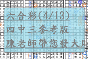 4月13日~六合彩~四中三參考版~陳老師教你發大財~