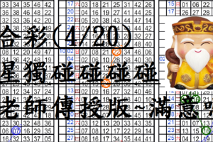 4月20日~六合彩~四星獨碰碰碰碰碰~陳老師傳授版~滿意嗎!