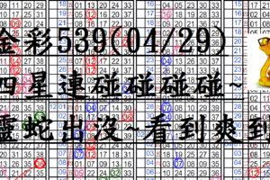 04月29日~金彩539~四星連碰碰碰碰~靈蛇出沒~看到爽到~