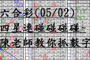 05月02日~六合彩~四星連碰碰碰碰碰~陳老師教你抓數字!