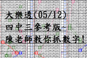 05月12日~大樂透~四中三參考版~陳老師教你抓數字!!