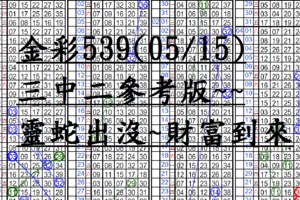 05月15日~金彩539~三中二參考版~靈蛇出沒~財富到來~