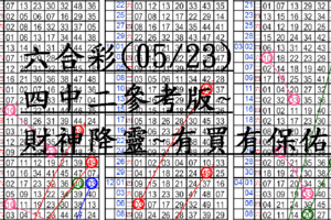 05月23日~六合彩~四中二參考版~財神降靈~有買有保佑!