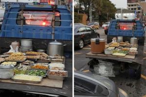 嘉義大馬路碰到「自助餐放貨車淋雨」遭批噁心不衛生，有網友就推斷「真相」是….