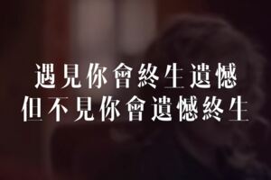 遇見你會終生遺憾，但不見你會遺憾終生