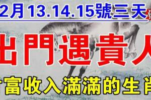 12月13.14.15號出門遇貴人，財富收入滿滿的生肖