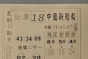 11/13  中國新聞報 金多寶-六合彩參考