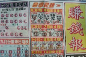 9/20港 六合.（賺錢報）。重點數字自由配，配出234星，參考，參考。