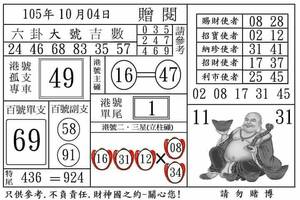 10/4 六合 【財神國報財來，有緣者得】 多張選擇讓你殺豬用。參考。參考。。