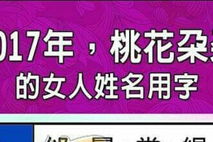 在2017年，桃花朵朵開的女人姓名用字