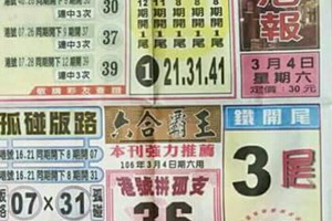 3/4 港六合 【台北港報，錢員外，港天下，龍華彩報，五路財神，九九快報，財經，金財神】多張財報讓你配二三星。參考。參考。