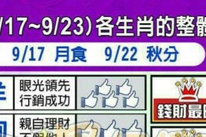 情況很緊急~9/17~9/23 各生肖整體運勢