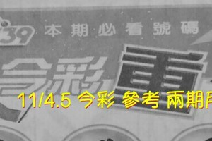 11/4.5 今彩【超重點】 參考 兩期用