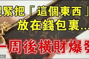 趕緊把這東西放在錢包裡，一周後橫財爆發。。