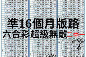 12/1六合彩準16個月不中斷版路