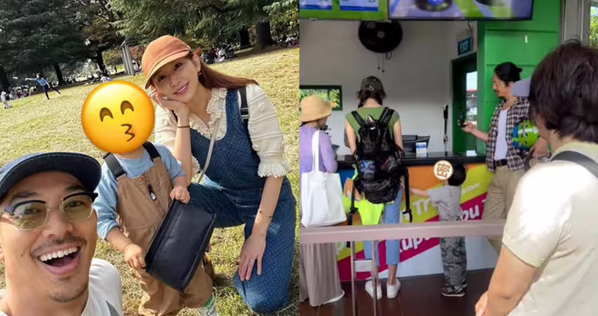 林志玲一家三口現身新加坡！AKIRA在旁偷拍老婆滿臉驕傲