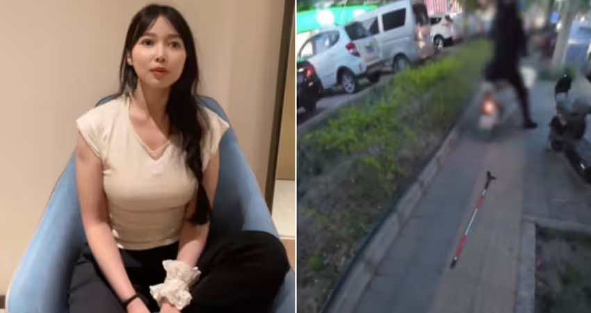 盲人女孩走導盲磚遭撞倒！騎士竟反罵「不看路啊」網友怒了