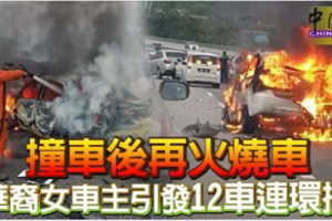 撞車後再火燒車 華裔女車主引發12車連環撞