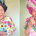 93 歲老奶奶充當孫女的模特兒！快樂神情搭配亮麗作品，成就了歡樂藝術大爆發～