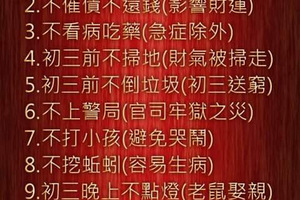 民俗上的過年禁忌