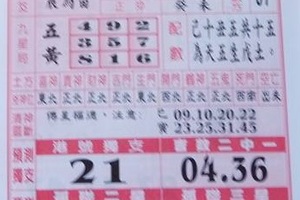 3/8 聖母寶鑑  六合參考