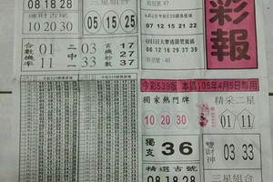 4/5 黑鷹彩報  六合參考