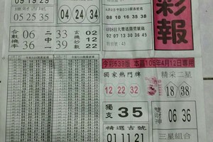 4/12 黑鷹彩報  六合參考