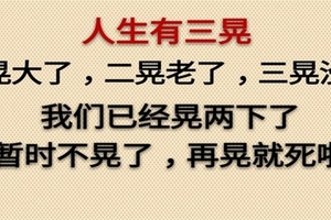 人生：一晃，大了；二晃，老了；三晃，沒了！（走心）