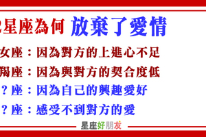 「儘管內心不捨，還是得放手！」十二星座會因為什麼理由，拋下自己的愛情！