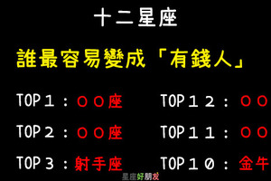 有錢才有安全感｜12星座 誰最容易變成「有錢人」！