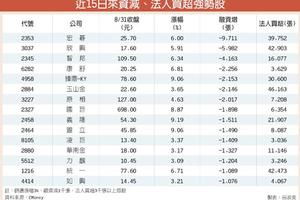 15檔資減+法人買 領漲 法人買超強勢股