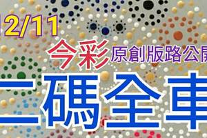 12/11 金彩539  原創版路分享  免費公開 二碼全車 二中一 上車順開  