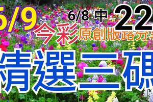 今彩539  6/9 精選三碼 6/8中22 三中一 請點圖看看 !