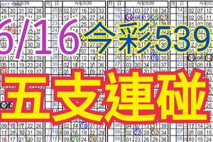 今彩539  6/16 自創版路 6/15續中09.16 五支連碰 供您參考 !