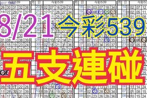 8/21 今彩539 自創版路 8/20中22 五支連碰 供您參考 !