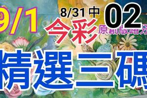 9/1 今彩539 精選三碼 8/31中02 三中一 請點圖看看 !