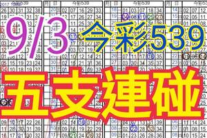 9/3 今彩539 自創版路 五支連碰 供您參考 !