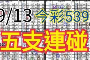 9/13 今彩539 自創版路  五支連碰 供您參考 !