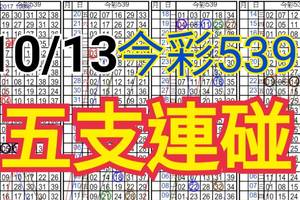 10/13 今彩539 自創版路 10/12中38  五支連碰 供您參考 !