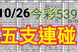 10/26 今彩539 自創版路  五支連碰 供您參考 !