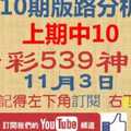 [今彩539神算] 11月3日 上期中10 獨支 10期版路分析