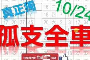 10月24日 六合彩研究院 孤支全車 真正獨 版路